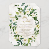 Witte Bloemen Marmeren Hens Bachelorette Weekend Kaart (Voorkant / Achterkant)