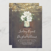 Witte Bloemen Mason Jar Rustiek Land Bruiloft Kaart (Voorkant / Achterkant)