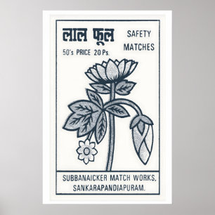 Witte Bloemen - Matchbox Print - Indiase Wanddecor