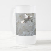 Witte bloemen matglas bierpul (Voorkant links)