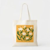 Witte bloemen met de hand getekend eenvoudige canv tote bag (Voorkant)