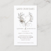 Witte Bloemen met een Hart - Bewaar de Datum - Visitekaartje (Voorkant)