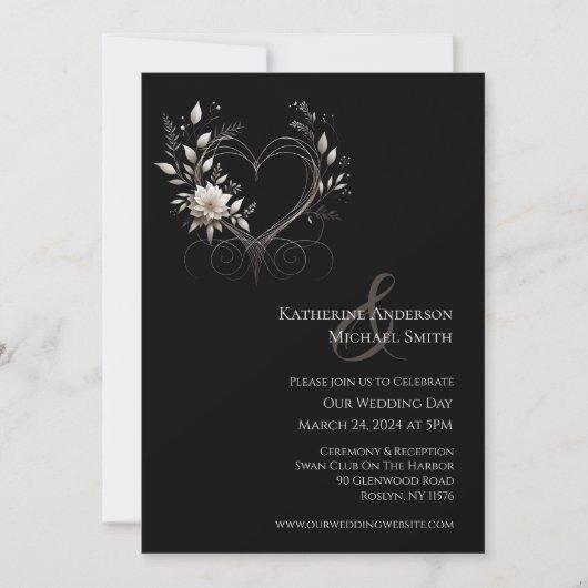 Witte bloemen met een hart kaart (Voorkant)