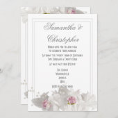 Witte bloemen met een minimale bruiloft kaart (Voorkant / Achterkant)