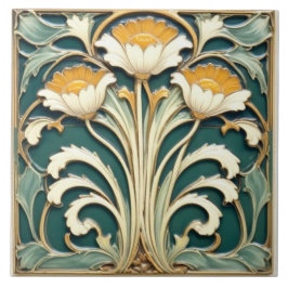 Witte bloemen met gele stampers tegeltje