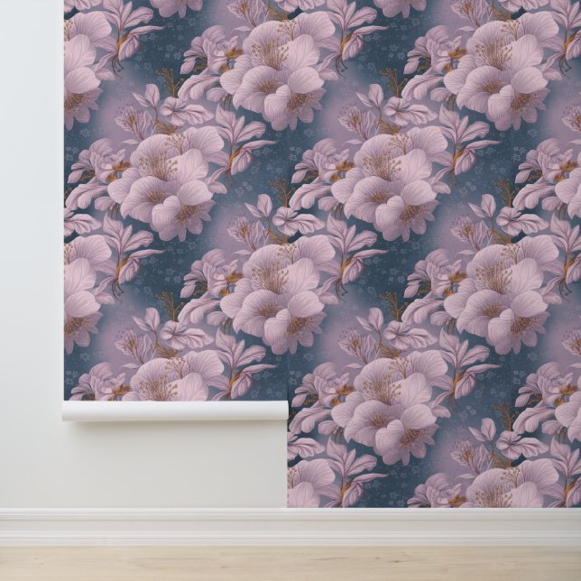 Witte bloemen, met gouden bloemen behang (Applicatie)