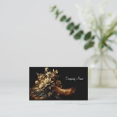 Witte bloemen met gouden glitter visitekaartje (Staand voorkant)