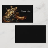 Witte bloemen met gouden glitter visitekaartje (Voorkant / Achterkant)