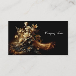 Witte bloemen met gouden glitter visitekaartje