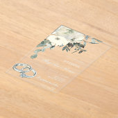Witte Bloemen met gouden ring Trouwen Acryl Uitnodigingen (Laagn)