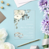 Witte Bloemen met gouden ring Trouwen Acryl Uitnodigingen (Insitu (Huwelijk))