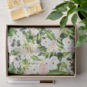 Witte bloemen met groene bladeren 3 tissuepapier (Geschenk)