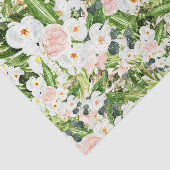 Witte bloemen met groene bladeren 3 tissuepapier (Detail)