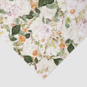 Witte bloemen met groene bladeren tissuepapier (Detail)