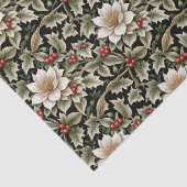 Witte bloemen met Holly & Rode bessen Tissuepapier (Detail)