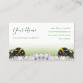 Witte bloemen met hommel verdwijnen naar wit! visitekaartje (Achterkant)