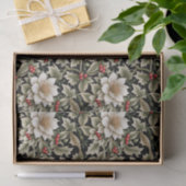 Witte bloemen met hulst en rode bessen tissuepapier (Geschenk)
