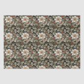 Witte bloemen met hulst en rode bessen tissuepapier (Voorkant)