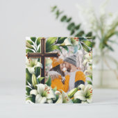 Witte bloemen met kruis voor kerst of bruiloft feestdagenkaart (Staand voorkant)