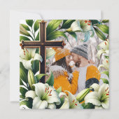 Witte bloemen met kruis voor kerst of bruiloft feestdagenkaart (Voorkant)