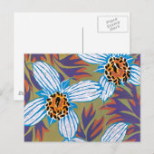 Witte bloemen met Paarse bladeren Briefkaart (Voorkant / Achterkant)