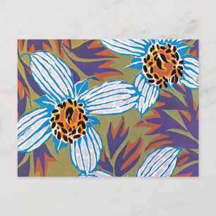 Witte bloemen met Paarse bladeren Briefkaart