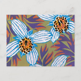 Witte bloemen met Paarse bladeren Briefkaart