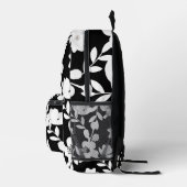 Witte bloemen met parels op zwart bedrukte rugzak (Rechts)