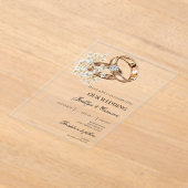 Witte Bloemen met Ring Wedding Acryl Uitnodigingen (Laagn)