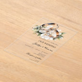 Witte Bloemen met Ring Wedding Acryl Uitnodigingen (Laagn)