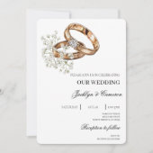 Witte Bloemen met Ring Wedding Kaart (Voorkant)