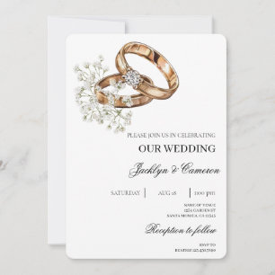 Witte Bloemen met Ring Wedding Kaart