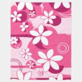 Witte bloemen met roze contouren fleece deken (Voorkant)
