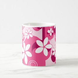 Witte Bloemen met Roze Contouren Koffiemok