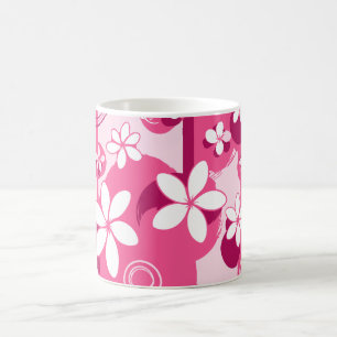 Witte Bloemen met Roze Contouren Koffiemok