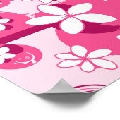 Witte Bloemen met Roze Contouren Poster (Hoek)