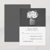 witte bloemen metselaar pot rustieke bruiloft RSVP Kaartje (Voorkant / Achterkant)