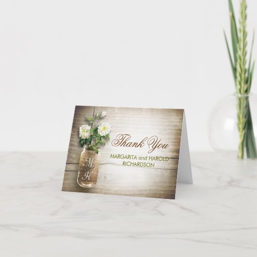 Witte bloemen metson huwelijks dankkaart bedankkaart (Voorkant)