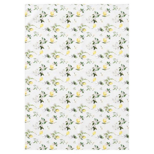 Witte bloemen, Middellandse Zee,citroen Tafelkleed (Voorkant)