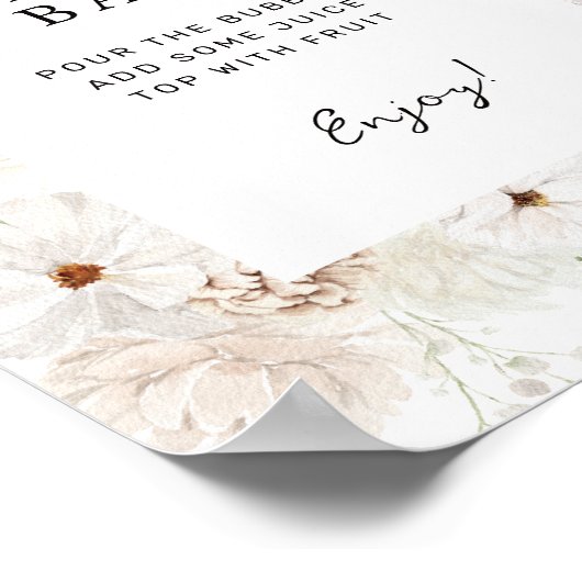 Witte Bloemen Mimosa Bar Teken Poster (Hoek)