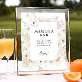 Witte Bloemen Mimosa Bar Teken Poster