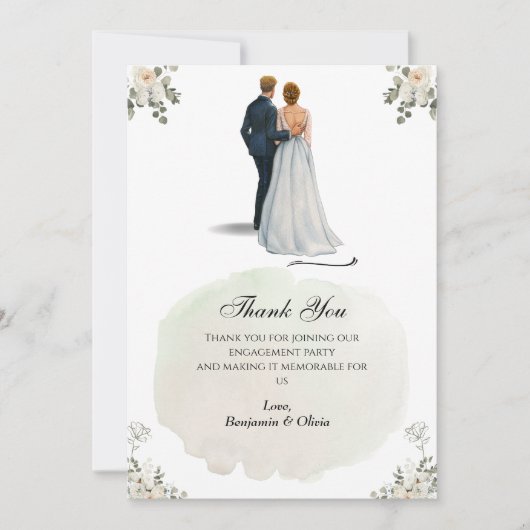 Witte Bloemen Minimalistische Verrassing Verloving Kaart (Voorkant)