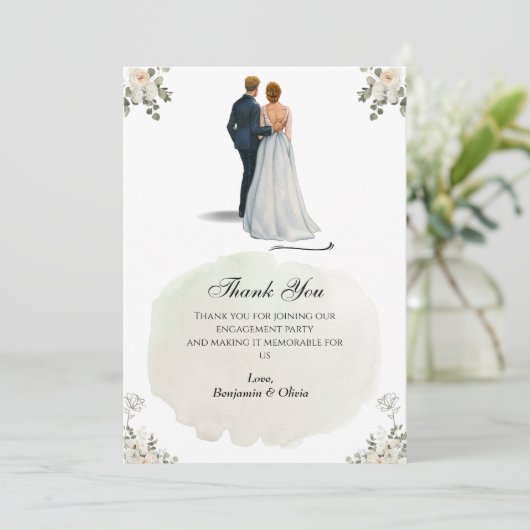 Witte Bloemen Minimalistische Verrassing Verloving Kaart (Staand voorkant)