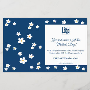 Witte Bloemen Moederdag Actie Blauw Wit Flyer