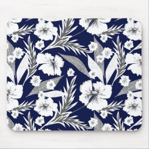 Witte bloemen muismat