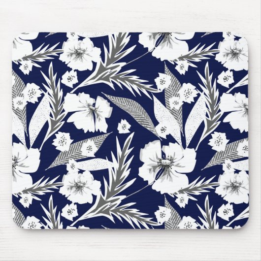 Witte bloemen muismat (Voorkant)