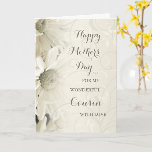 Witte Bloemen neef Happy Moederdag Kaart (Gele Bloem)