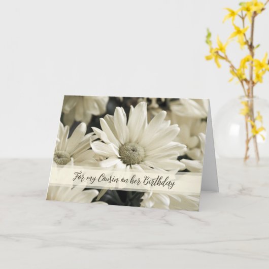 Witte  Bloemen Neef Verjaardag Kaart (Gele Bloem)