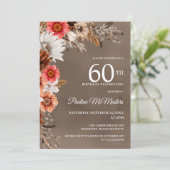 Witte Bloemen Neutral Herfst 60ste Verjaardag Kaart (Staand voorkant)