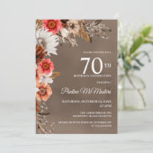 Witte Bloemen Neutral Herfst Bloemen 70ste Verjaar Kaart (Staand voorkant)